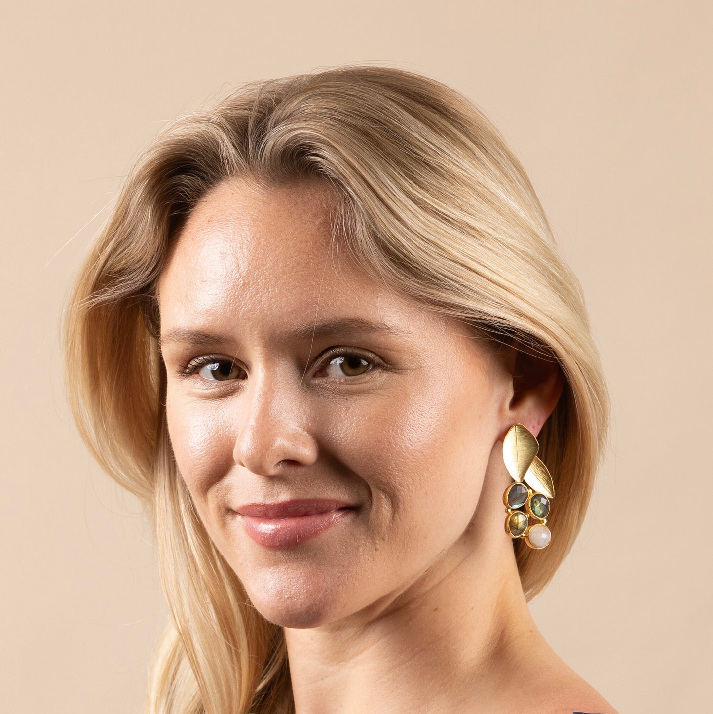 Golden Petal Cluster Earrings