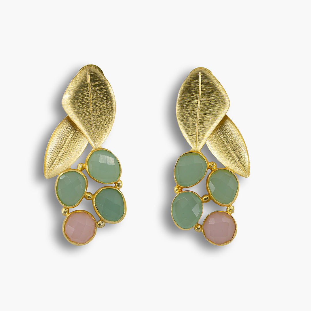 Golden Petal Cluster Earrings