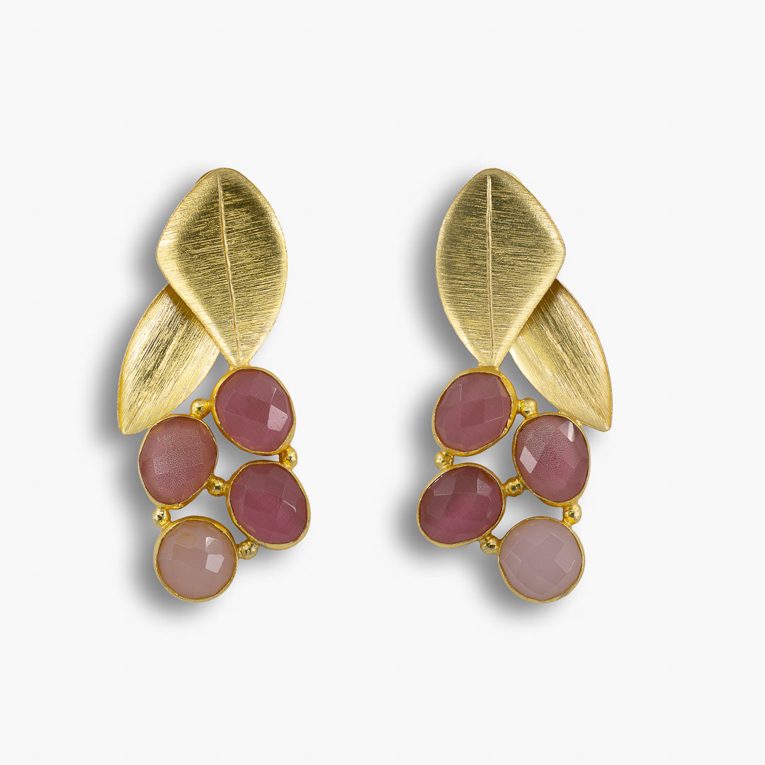Golden Petal Cluster Earrings