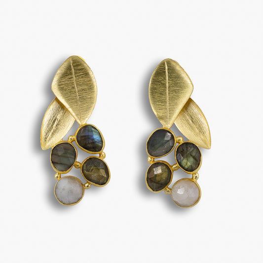 Golden Petal Cluster Earrings