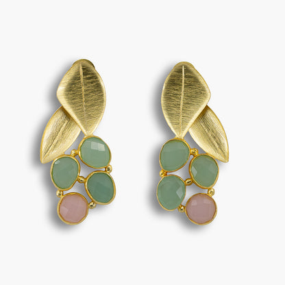 Golden Petal Cluster Earrings