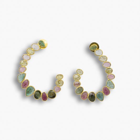Rainbow Tourmaline Hoop Earrings