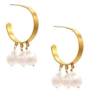 Gold Hoop Stone Earrings