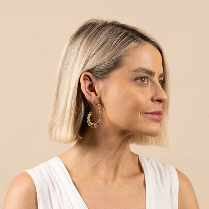 Rainbow Tourmaline Hoop Earrings