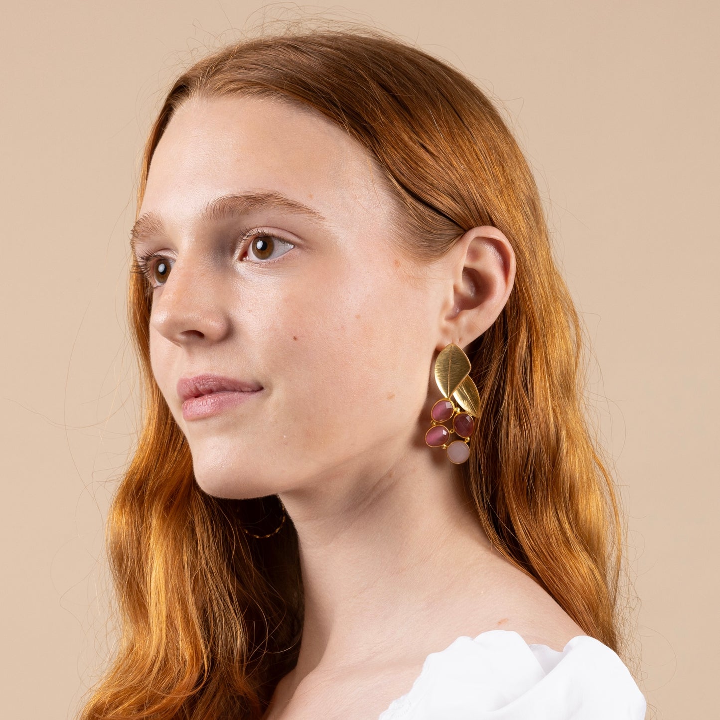 Golden Petal Cluster Earrings